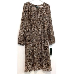 Ralph Lauren Animal Print Long Sleeve Dress